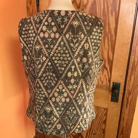 Vintage Tapestry Vest | Floral Geometric Button Front | Women’s Large - Picture 12 of 12